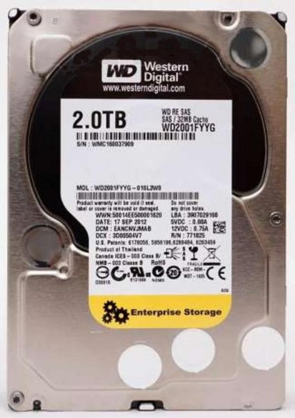 Жесткий диск 3.5" SAS 2TB WD Re WD2001FYYG, 6Gbps, 7200rpm, 32MB cache