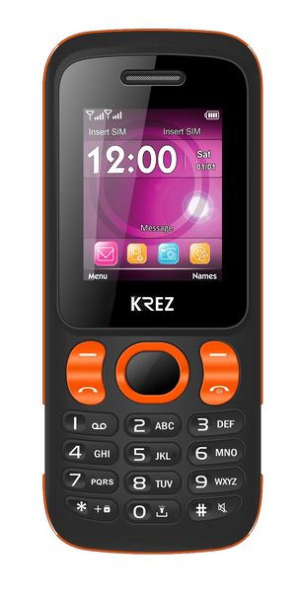 Мобильный телефон 2*SIM KREZ PL104BO DUO, GSM900/1800, 1.8" 160*128, камера 0.3Мпикс, SD-micro/SDHC-micro, BT, MP3 плеер, фонарь, черный-оранжевый