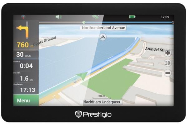 GPS навигатор автомобильный Prestigio GeoVision 5056, 66 каналов, 4GB, ЖКД 5" 480*272, SD-micro, USB2.0, подсветка, сенсорный экран, Li-Poly, Навител Навигатор