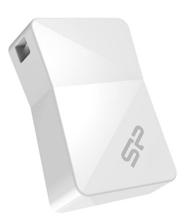 Флэш-накопитель USB2.0  16GB Silicon Power Touch T08 SP16GBUF2T08V1W, компактный, брызгозащищенный, пылезащищенный, водонепроницаемый, белый, стильный дизайн