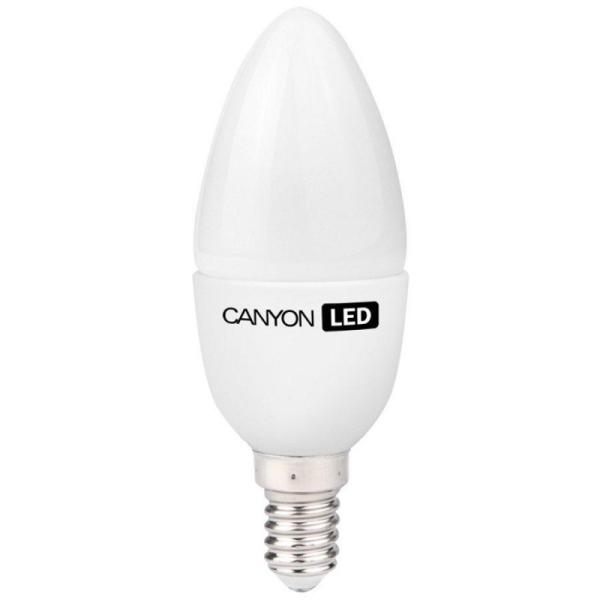 Лампа E14 светодиодная белая Canyon LED BE14FR6W230VW, 6/40Вт, теплый белый, 2700К, 220..240В, 470Лм, 50000ч, свеча, матовый, 38/106мм