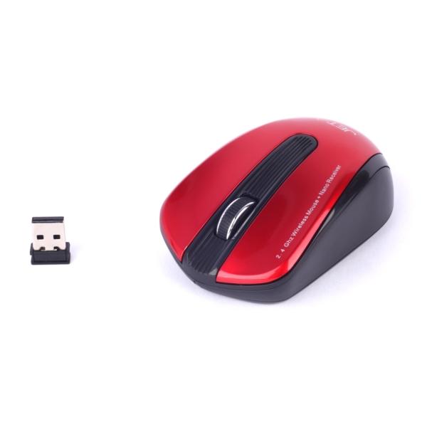 Мышь беспроводная оптическая JETAccess Comfort OM-U32G, USB, 3 кнопки, колесо, FM 10м, 1200dpi, 2*AAA, для ноутбука, красный