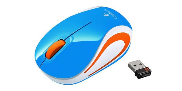 Мышь беспроводная оптическая Logitech M187 Wireless Mini Mouse, USB, 3 кнопки, колесо, FM 10м, 1*AAA, для ноутбука, синий-белый, 910-002738