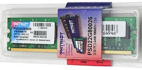 Оперативная память DIMM DDR2 2GB,  800МГц (PC6400) Patriot PSD22G80026, 1.8В, retail