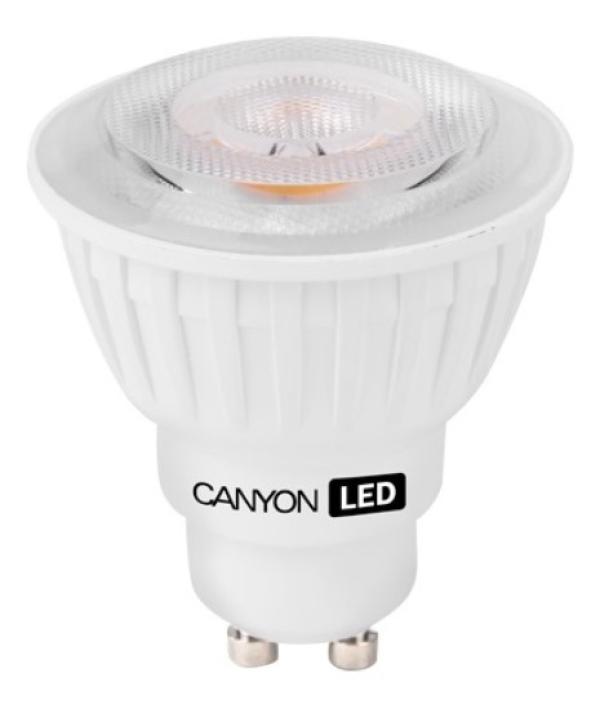Лампа GU10 светодиодная белая Canyon LED MRGU10/5W230VW60, 4.8/35Вт, теплый белый, 2700К, 220В, 594Лм, 50000ч, матовый, 50/57мм