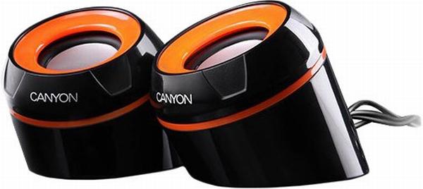Колонки 2.0 Canyon CNR-FSP02, 2*2Вт RMS, 100..16000Гц, MiniJack, питание USB, пластик, черный-оранжевый