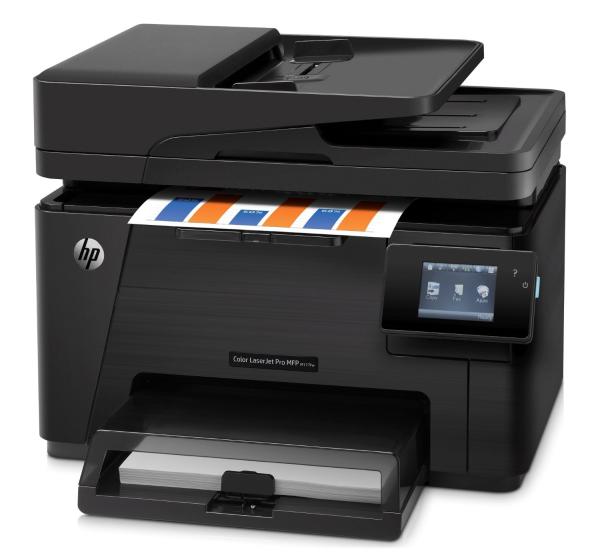 МФУ с факсом лазерное цветное HP LaserJet Pro M177fw (CZ165A), A4, принтер 600dpi, 16/4стр/мин, копир 300/300dpi, Zoom 25..400, автоподатчик, сканер CIS 1200dpi, LAN, WiFi, USB2.0, 20000стр/мес