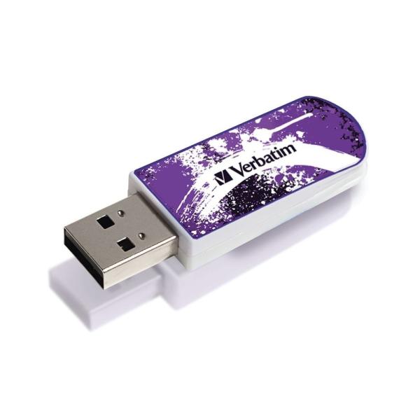 Флэш-накопитель USB2.0   8GB Verbatim Mini Graffiti Edition 98164, 8/2.5MB/s, компактный, фиолетовый