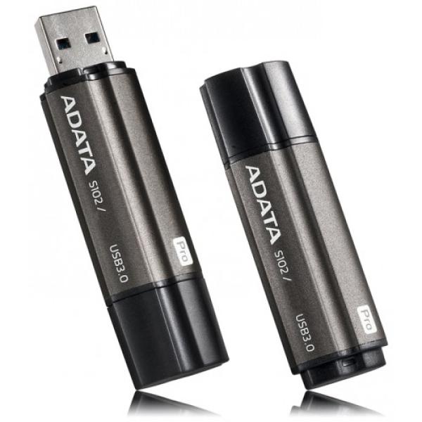 Флэш-накопитель USB3.0  16GB A-Data S102 PRO AS102P-16G-RGY, 100/25МБ/сек, серый, алюминиевый корпус