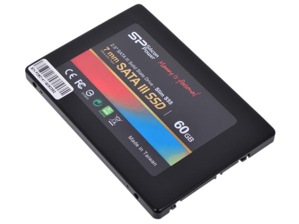Накопитель SSD 2.5" SATA   60GB Silicon Power S55 (SP060GBSS3S55S25), SATAIII, MLC, 556/465MB/s, NCQ