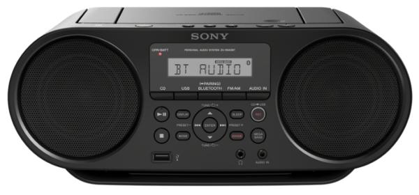 Магнитола Sony ZS-RS60BT, CD, MP3/WMA, AM/FM, 2*2Вт, ЖКД, BТ/USB2.0, AUX/MiniJack, черный