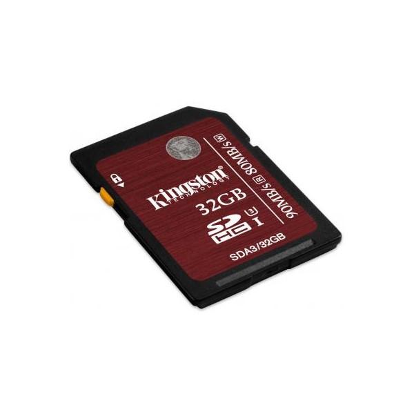 Карта памяти SDHC 32GB Kingston SDA3/32GB Professional, 90/80МБ/сек, class 10, UHS-I U3