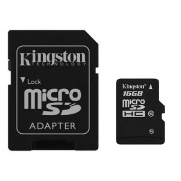 Карта памяти SDHC-micro (TransFlash) 16GB Kingston SDCA10/16GB, 90/45МБ/сек, class 10, UHS-I U1, с адаптером SD