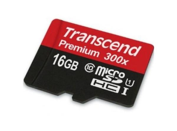 Карта памяти SDHC-micro (TransFlash) 16GB Transcend TS16GUSDCU1 Premium, 400x, 60/10МБ/сек, class 10, UHS-I