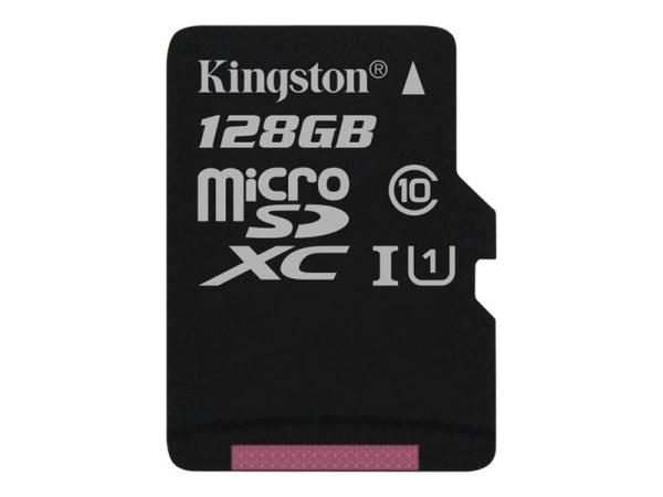 Карта памяти SDXC-micro 128GB Kingston SDC10G2/128GB, 45/10МБ/сек, class 10, UHS-I, с адаптером SD