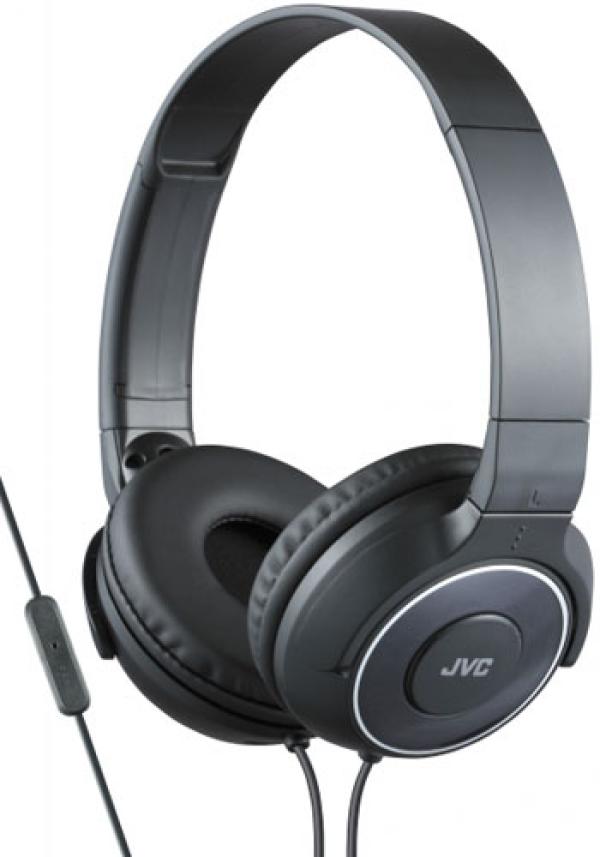 Наушники с микрофоном проводные дуговые закрытые JVC HA-SR225-B, 30мм, 10..24000Гц, кабель 1.2м, MiniJack, динамические, поворотные амбушюры, черный