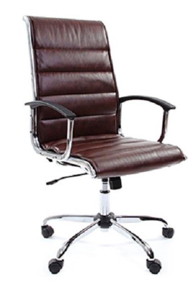 Кресло Chairman CH 760, коричневый, экокожа, механизм качания TG, закругленные подлокотники, крестовина - хром, регулировка высоты сиденья - газлифт, до 120кг