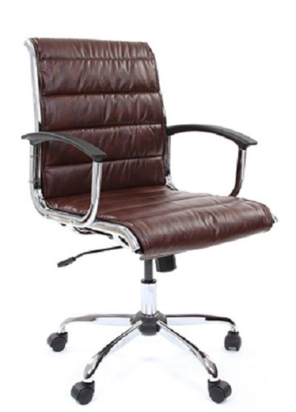 Кресло Chairman CH 760M, коричневый, экокожа, низкая спинка, механизм качания TG, закругленные подлокотники, укороченная спинка, крестовина - хром, регулировка высоты сиденья - газлифт, до 120кг