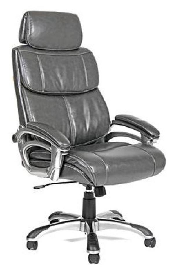 Кресло Chairman CH-433, серый, экокожа, механизм качания TG, эргономичное, подлокотники закругленные с мягкими накладками, крестовина-пластик, регулировка высоты сиденья-газлифт, до 120кг