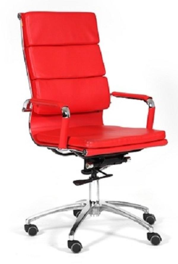 Кресло Chairman CH-750, красный, экокожа, механизм качания TG, высокая спинка, подлокотники закругленные с мягкими накладками, крестовина-хром, регулировка высоты сиденья-газлифт, до 120кг