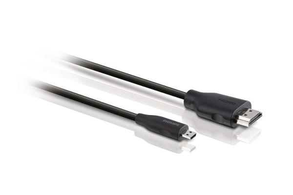 Кабель HDMI штырь - MicroHDMI штырь 1.5м Philips SWV2462W/10, поддержка 3D, канал возврата аудио, позолоченный, экранированный