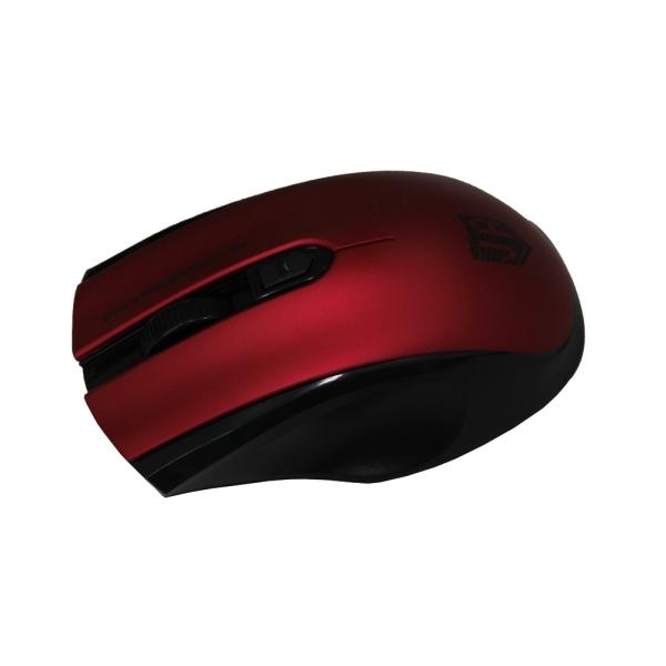 Мышь беспроводная оптическая JETAccess Comfort OM-U50G, USB, 3 кнопки, колесо, FM 10м, 1600/1200/800dpi, 2*AAA, красный-черный
