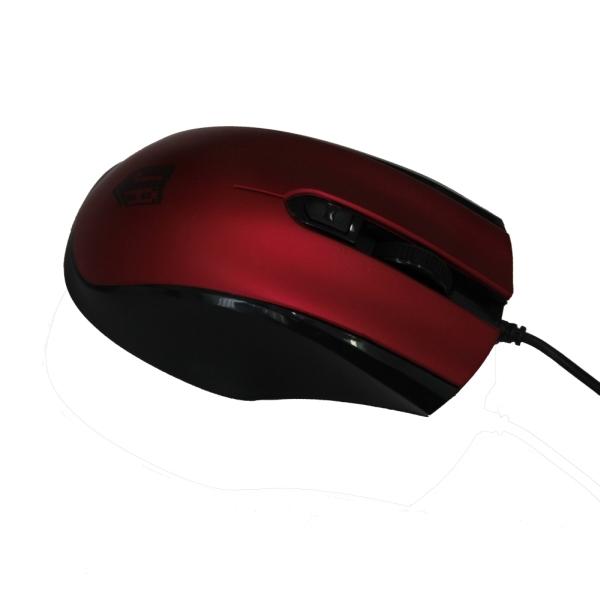 Мышь оптическая JETAccess Comfort OM-U50, USB, 3 кнопки, колесо, 1600/1200/800dpi, красный-черный