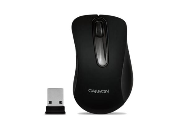 Мышь беспроводная оптическая Canyon CNE-CMSW2, USB, 3 кнопки, колесо, FM, 800dpi, 2*AAA, для ноутбука, черный