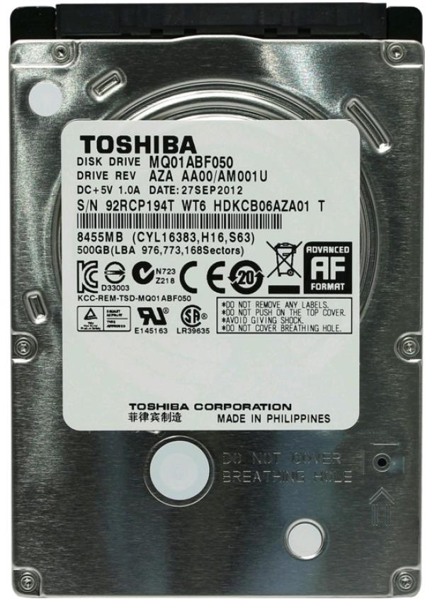Жесткий диск 2.5" SATA  500GB Toshiba MQ01ABF050, SATAIII, 5400rpm, 8MB cache, для ноутбука
