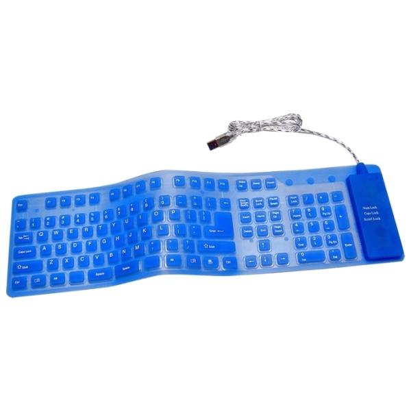 Клавиатура AgeStar AS-HSK810FA, USB+PS/2, эргономичная, Slim, гибкая, влагозащищенная, синий