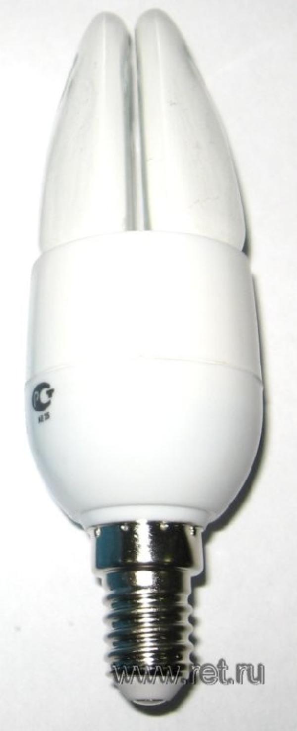 Лампа E14 энергосберегающая Эра CN-F-9-827-E14, 9/40Вт, теплый белый, 2700К, 220В, 380Лм, 8000ч, свеча, 119мм