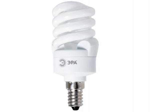 Лампа E14 энергосберегающая Эра F-SP-15-827-E14, 15/90Вт, теплый белый, 2700К, 220В, 900Лм, 10000ч, спираль, 40/107мм