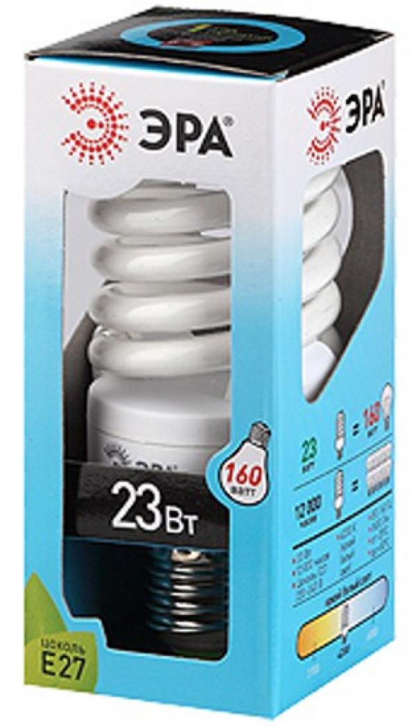 Лампа E27 энергосберегающая Эра F-SP-23-842-E27, 23/160Вт, холодный белый, 4200К, 220В, 1650Лм, 12000ч, спираль, 55/111мм