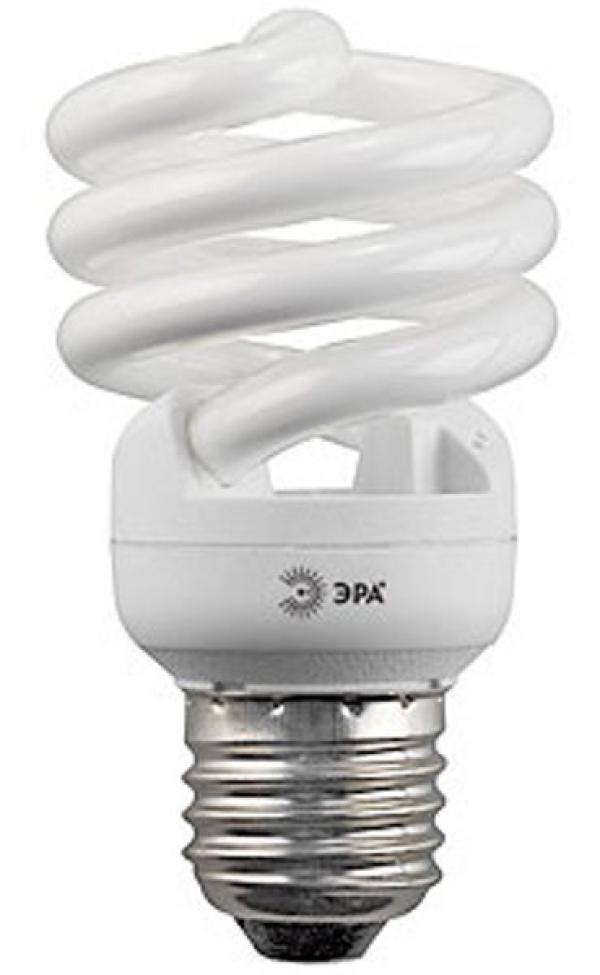 Лампа E27 энергосберегающая Эра SP-M-15-842-E27, 15/75Вт, холодный белый, 4200К, 220В, 800Лм, 8000ч, спираль, 48/92мм