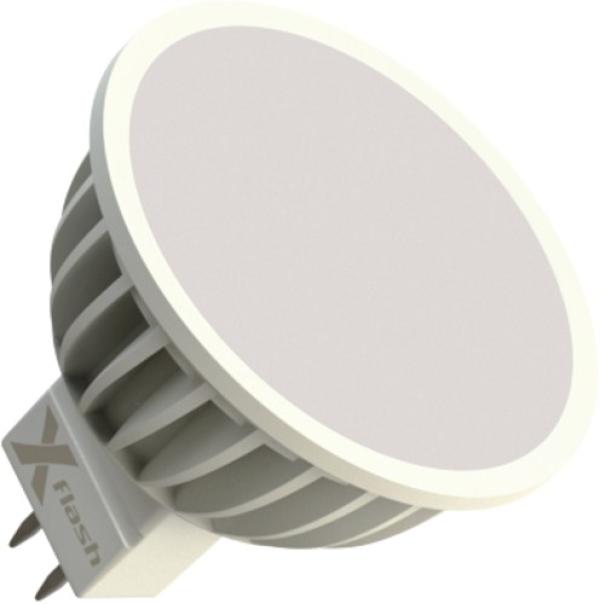 Лампа G5.3 светодиодная белая X-Flash XF-SPL-MR16-GU5.3-4W-3K-220V/43026, 4/30Вт, теплый желтый, 3000К, 220В, 300Лм, 50000ч, радиатор, 50/48мм