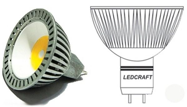 Лампа GU5.3 светодиодная белая LEDcraft LC-120-MR16-GU5.3-3-W, 3/25Вт, холодный белый, 6400K, 12В, 258Лм, 35000ч, радиатор, 50/60мм