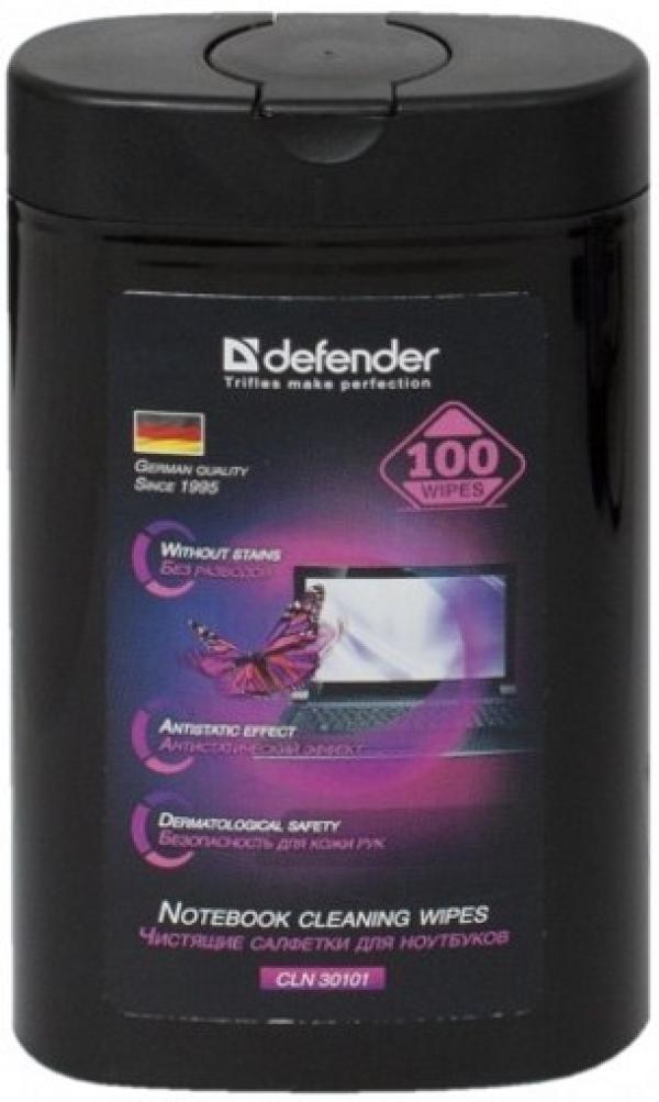 Средство для очистки дисплеев и корпусов ноутбуков Defender 30101, салфетки влажные, туба, 100шт