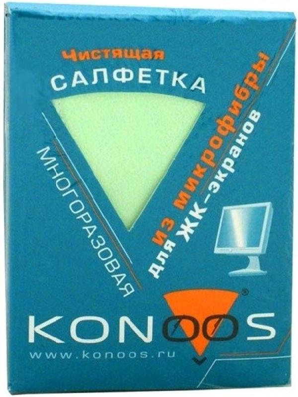 Средство для очистки мониторов ЖК Konoos KIM-1, салфетка сухая многоразовая, в индивидуальной упаковке, 1шт, из микрофибры, 120*120мм