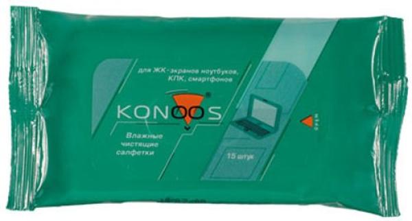 Средство для очистки мониторов ЖК Konoos KSN-15, салфетки влажные, 15шт