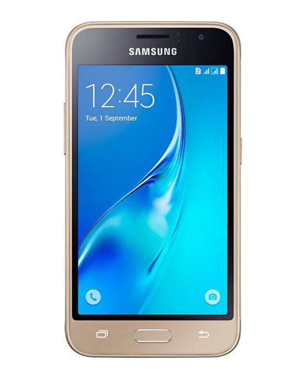 Смартфон 2*sim Samsung Galaxy J1 2016 (SM-J120FZDDSER), 4*1.3ГГц, 8GB, 4.5" 800*480, SD-micro, 4G/3G, GPS, BT, WiFi, G-sensor, 2 камеры 5/2Мпикс, Android 5.1, 69.3*132.6*8.9мм 131г, золотистый