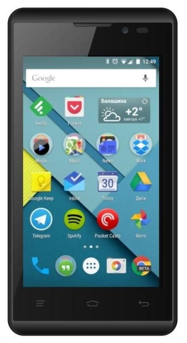 Смартфон 2*sim Micromax D305 Bolt, 2*1ГГц, 4GB, 4" 800*480, SD-micro, GSM, GPS, BT, WiFi, G-sensor, радио, 2 камеры 2/0.3Мпикс, Android 5.1, черный