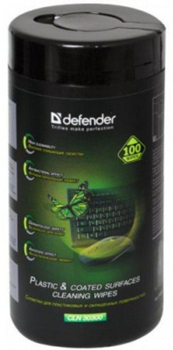Средство для очистки универсальное Defender 30100G/30333, салфетки влажные, туба, 100шт, с ароматом яблока, с антистатическим эффектом