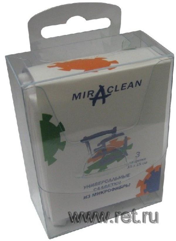 Средство для очистки универсальное MiraClean 24165, салфетки многоразовые, 3шт, из микрофибры, 15*15см