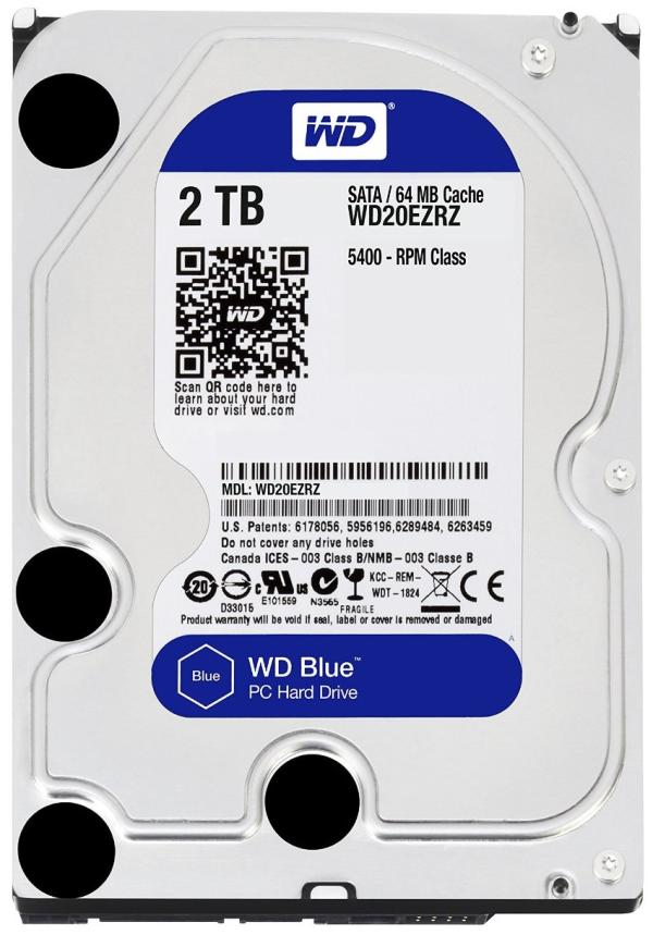 Жесткий диск 3.5" SATA 2TB WD Caviar Blue WD20EZRZ, 5400rpm, 64MB cache, AF