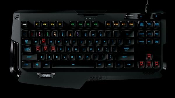 Клавиатура Logitech G410 Atlas Spectrum, USB, Multimedia 2 кнопки, механическая, подставка для запястий, подсветка, черный, 920-007752