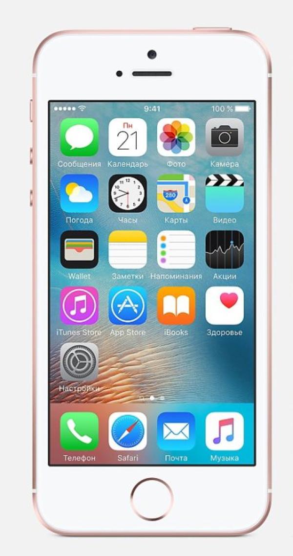 Смартфон Apple iPhone SE (MLXN2RU/A), 2*1.8ГГц, 16GB, 4" 1136*640, 4G/3G, GPS, BT, WiFi, G-sensor, 2 камеры 12/1.2Мпикс, 58.6*123.8*7.6мм 113г, 250/8ч, розовое золото