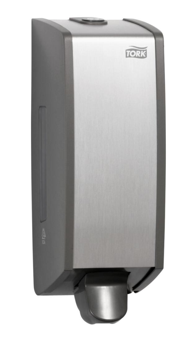 Диспенсер для мыла Tork Aluminium S1, картр168050, 452000, настенный, 1л, серебристый, металлический корпус, без мыла