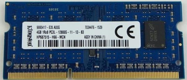 Оперативная память SO-DIMM DDR3  4GB, 1600МГц (PC12800) Kingston HP687515-H66-MCN, 1.35В
