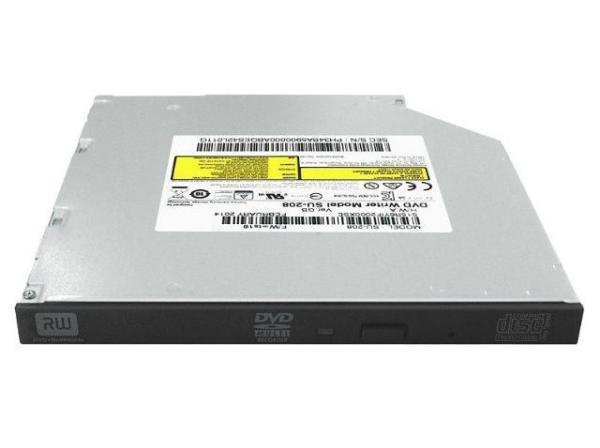 Привод DVD-RW тонкий Samsung SU-208GB/HPMHF, SATA, DVD-Dual 6/6, DVD 8/8/6/8/8, DVD-RAM 5, CD 24/24/24, 1MB, для ноутбука, черный
