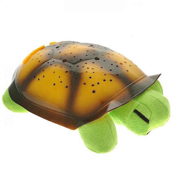 Проектор звездного неба Музыкальная черепаха, желтый/зеленый/красный/синий, 4 мелодии/автоотключение/смена цветов, питание 3*AA/USB, зеленый